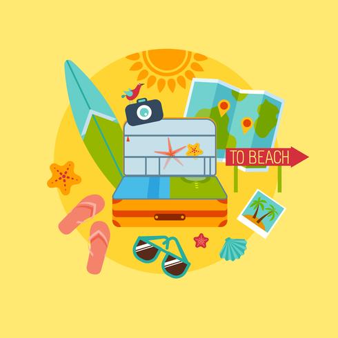 trip beach flat vector