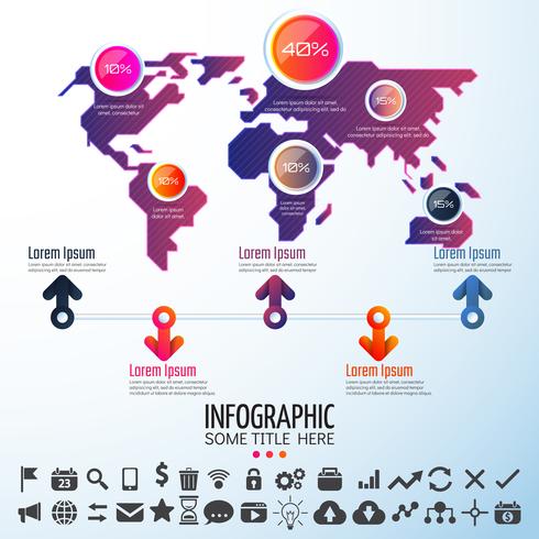 World Map Infographics Design Template vector