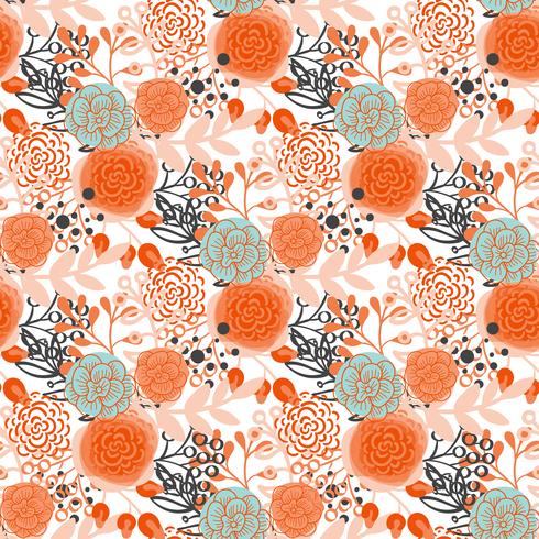 Vintage seamless pattern  hand drawn flowers  vector