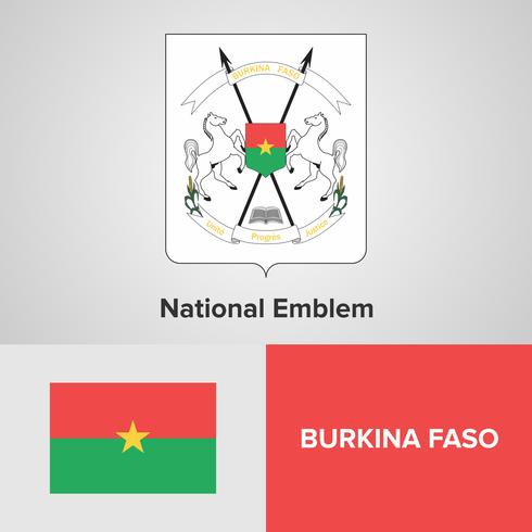 Burkina Faso National Emblem, Map and flag  vector