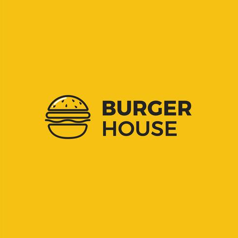 American classic burger house logo. Logotype for restaurant or cafe or fast food. Vector illustration