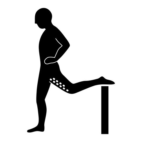 Stretching Exercise Icon to stretch quadriceps.  vector