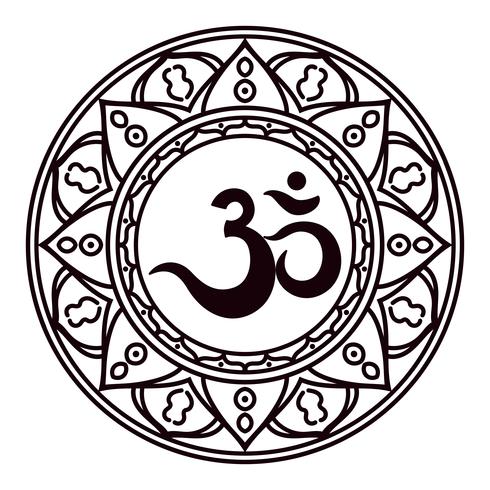 Om or Aum Indian sacred sound, original mantra, a word of power. vector