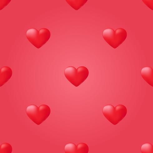 Red heart seamless pattern. Vector Background love