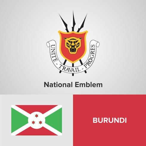 Burundi National Emblem, mapa y bandera vector