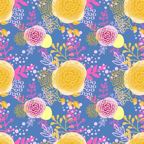 Vintage seamless pattern  hand drawn flowers  vector