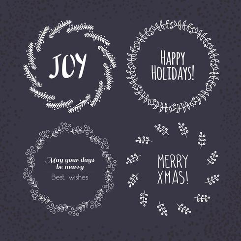 Christmas wreath drawn vector