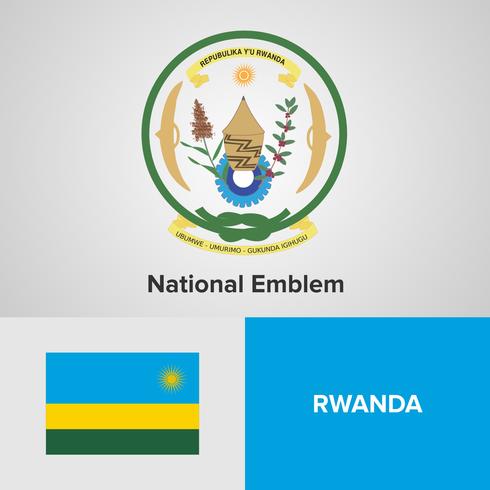 Rwanda National Emblem, Map and flag  vector