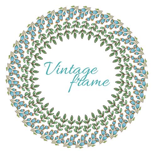 Wreath frame, border of floral ornament vector