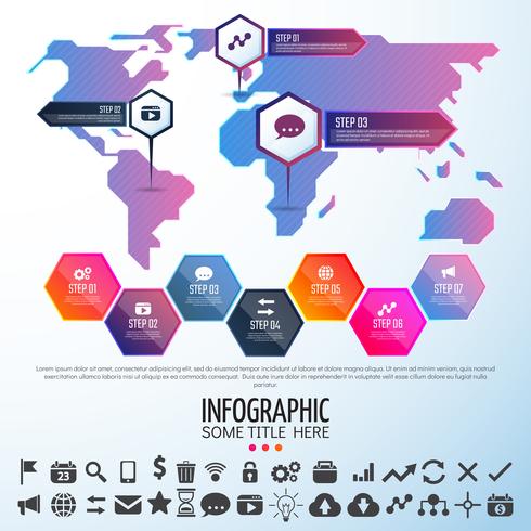 Mapa del mundo infografía plantilla de diseño vector