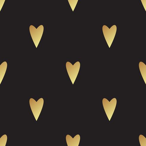 Seamless gold pattern with hearts vector