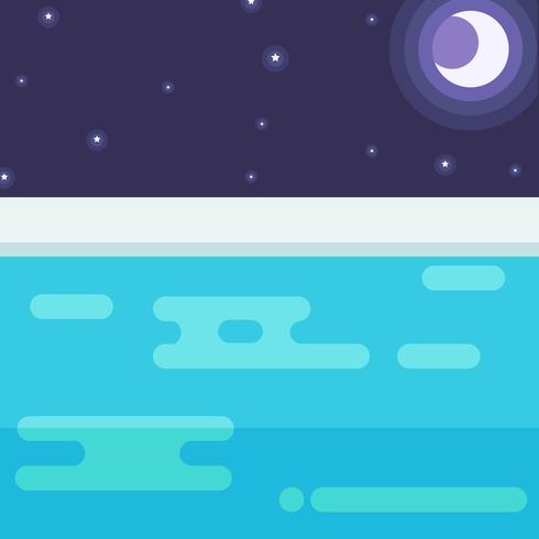 View from the pool at night. Vector illustration