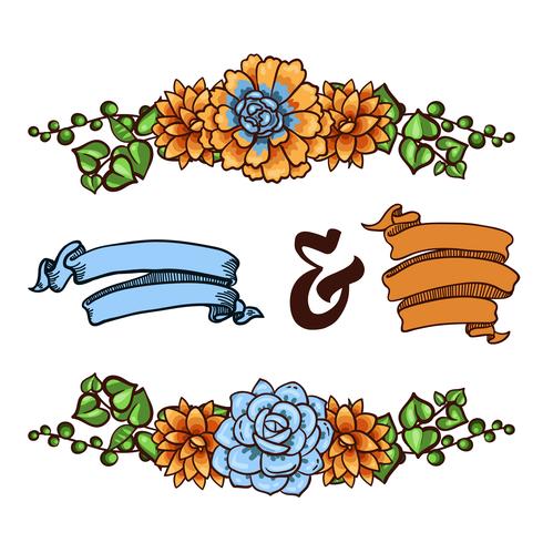 Elemento decorativo floral de suculentas. vector