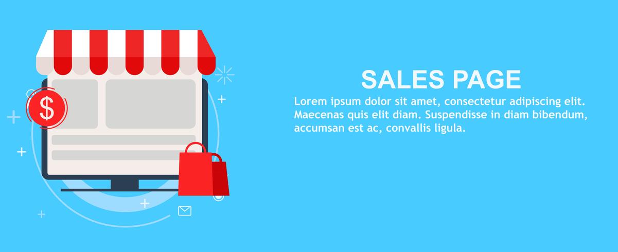 Página de destino de ventas. Compras onine Vector ilustración plana