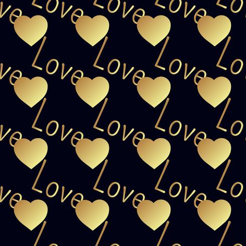 Seamless gold pattern with hearts.  vector