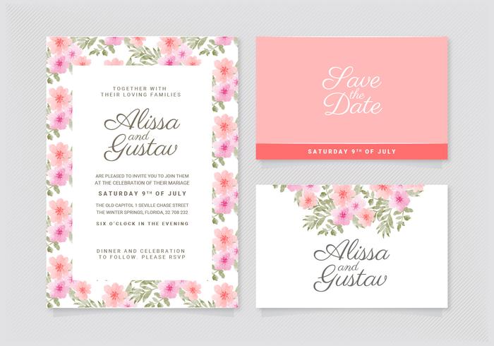 Vector Floral Wedding Invitation