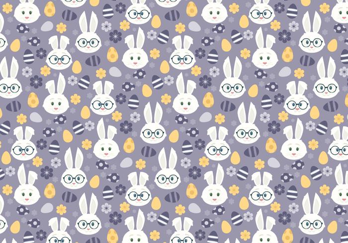 Vector Seamless Pattern with Cute Easter Bunnies