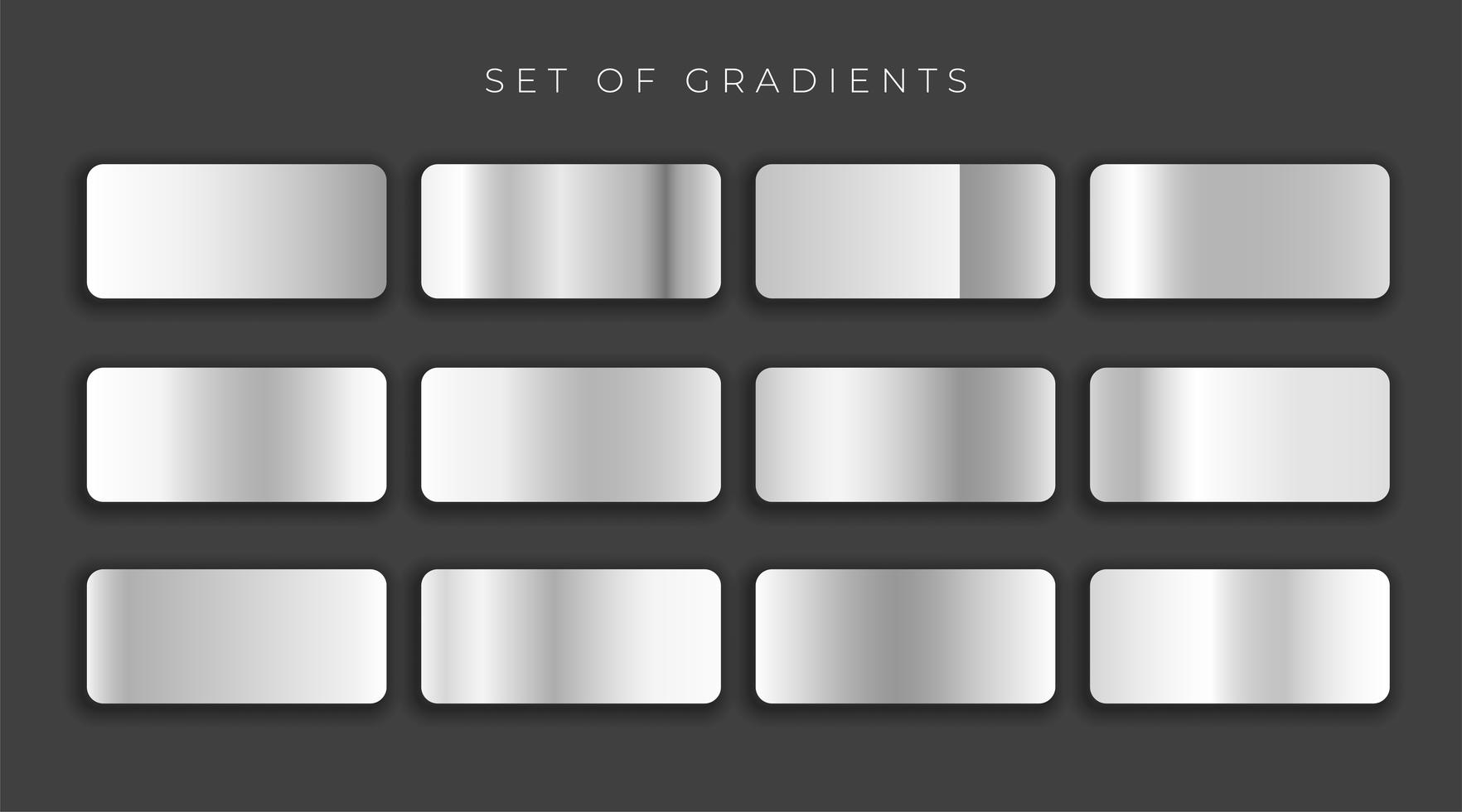 Silver metallic gray gradients set Download Free Vector Art, Stock