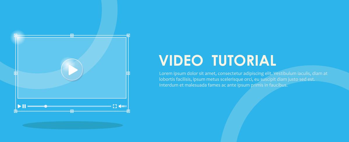 Video tutorial banner. Hand pressing a computer. Vector flat illustration