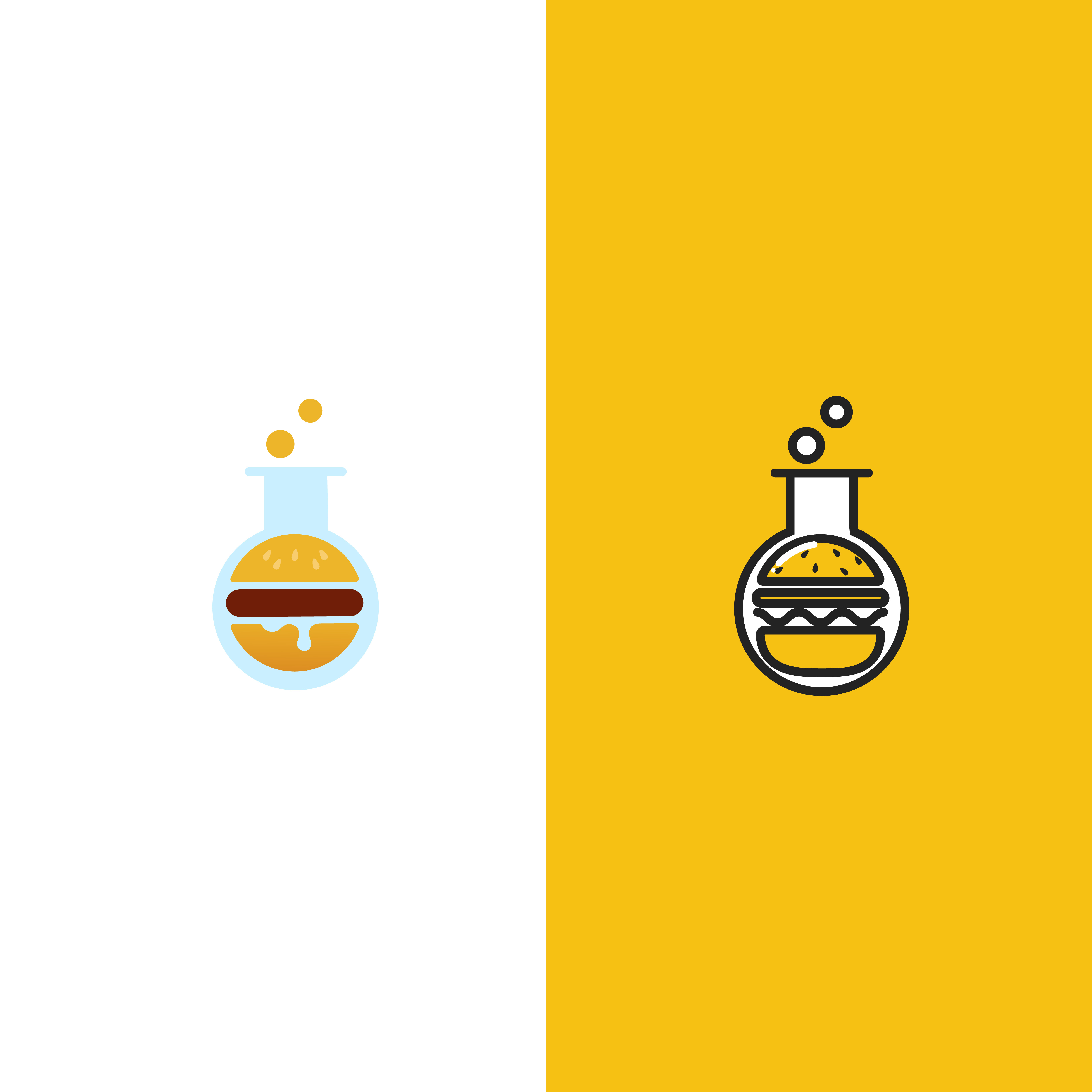 Burger Lab logo. Laboratory of delicious food. Logotype for restaurant