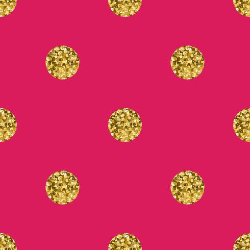 Pattern polka dot gold  on pink background.  vector