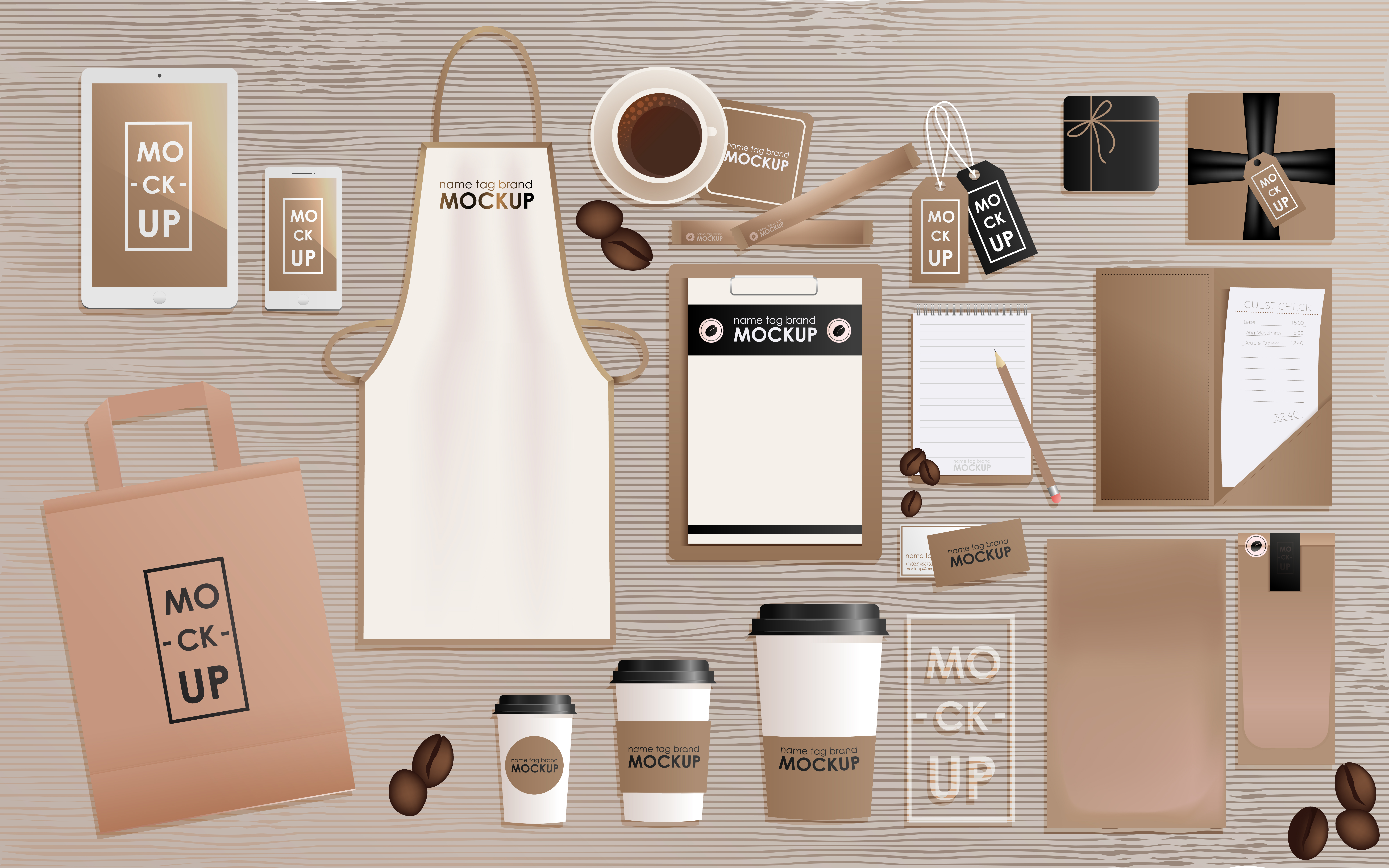 Download Corporate Identity Design Template Set For Coffee Shop Or House Mock Up Package Tablet Phone Price Tag Cup Notebook Vector Realistic Concept 344685 Vector Art At Vecteezy