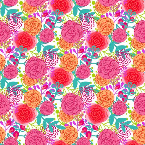 Bright pink roses  seamless pattern vector