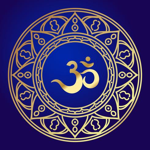 Om or Aum Indian sacred sound, original mantra, a word of power. vector