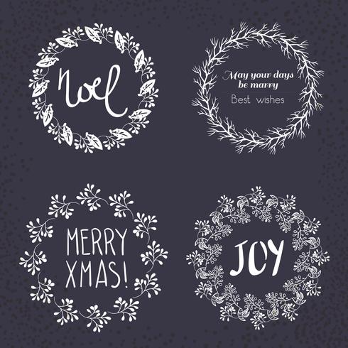 Christmas wreath drawn.  vector