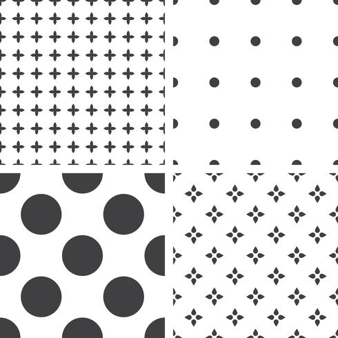 Set of monochrome geometric seamless universal patterns, tiling.   vector