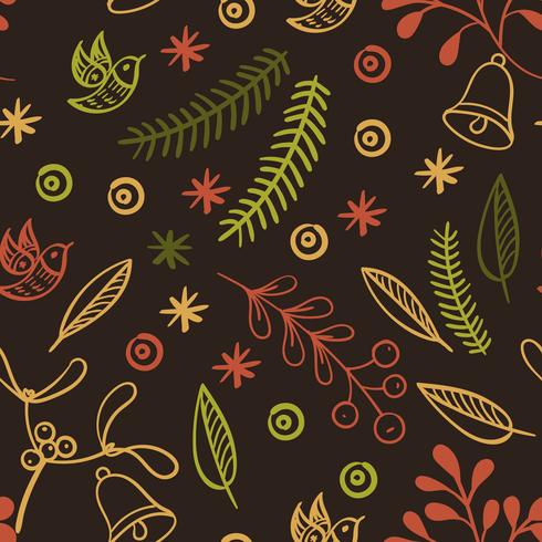 Retro hand drawn winter holidays seamless patterns  vector