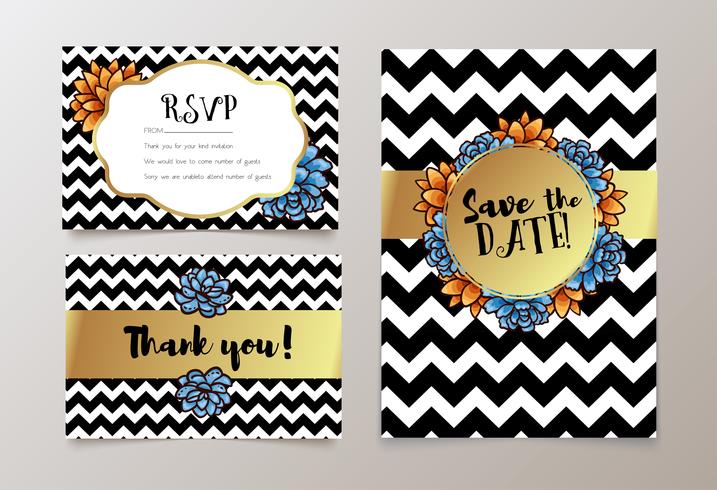 weddings, save the date invitation, RSVP and thank you vector