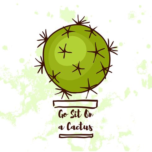 Cita motivacional. Siéntate en un cactus vector