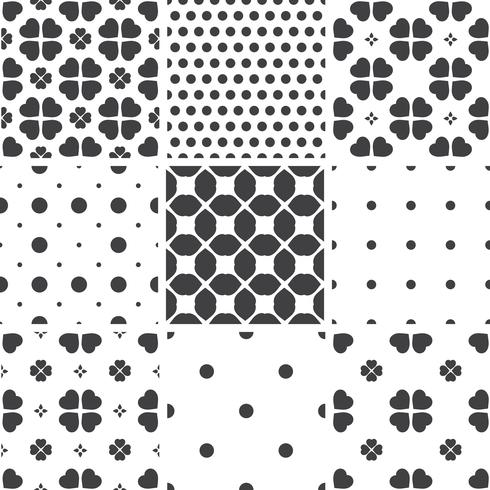 Set of monochrome geometric seamless universal patterns, tiling.   vector