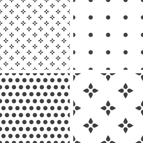 Set of monochrome geometric seamless universal patterns, tiling.   vector