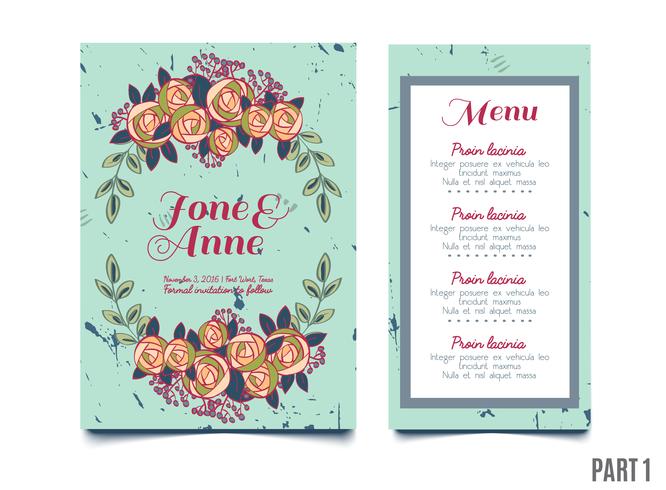 bodas, guardar la fecha de invitación, RSVP y tarjetas de agradecimiento. vector