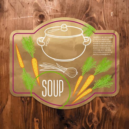 Label soup kraft paper.  vector