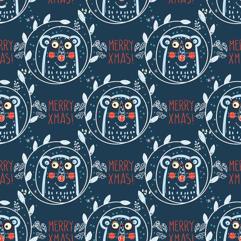 Christmas pattern with polar bears. vector