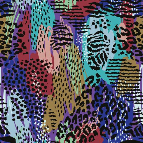 Abstract seamless pattern with animal print. Trendy hand drawn textures. vector