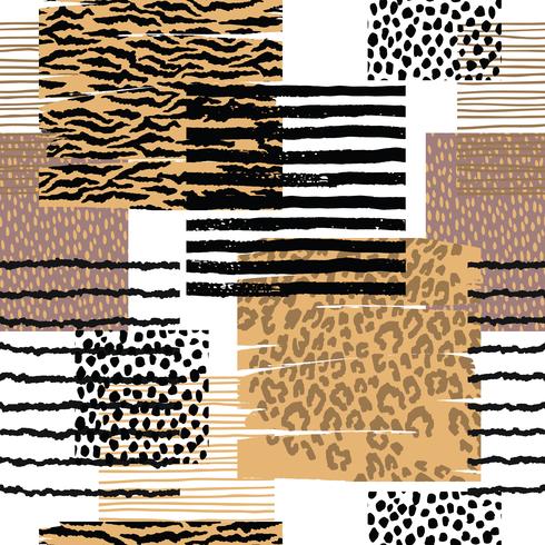 Abstract seamless pattern with animal print. Trendy hand drawn textures vector