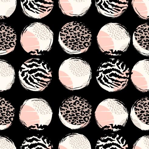 Abstract geometric seamless pattern with animal print and circles. vector