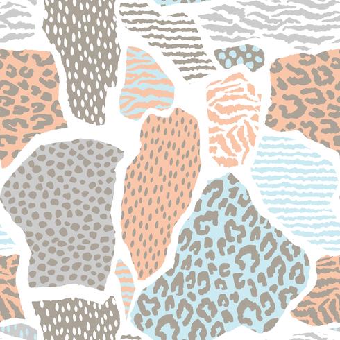 Abstract seamless pattern with animal print. Trendy hand drawn textures. vector