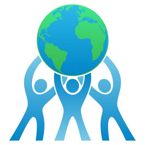 Teamwork Earth Logo Vector Illustration