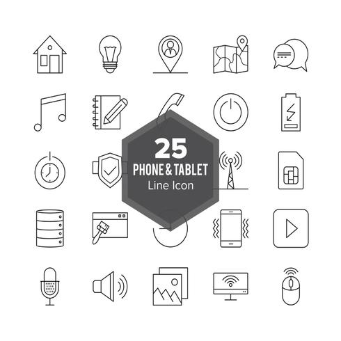 Phone and Tablet Line icon Set vector