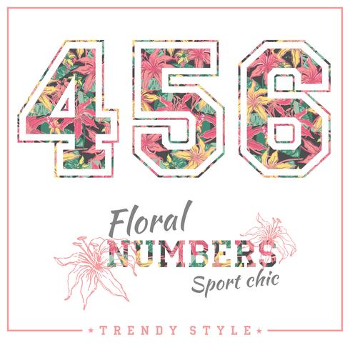 Vector floral numbers for t-shirts, posters, card and other uses.