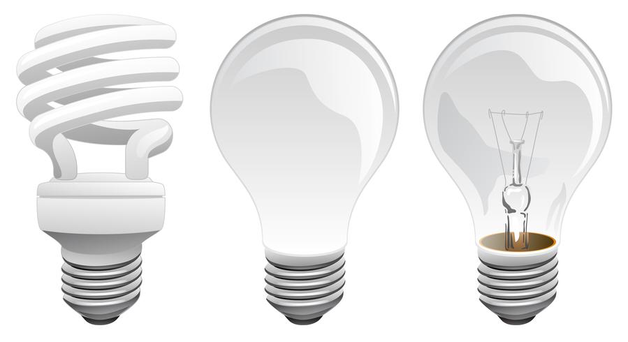 LED and Incandescent Light Bulbs Vector Illustration