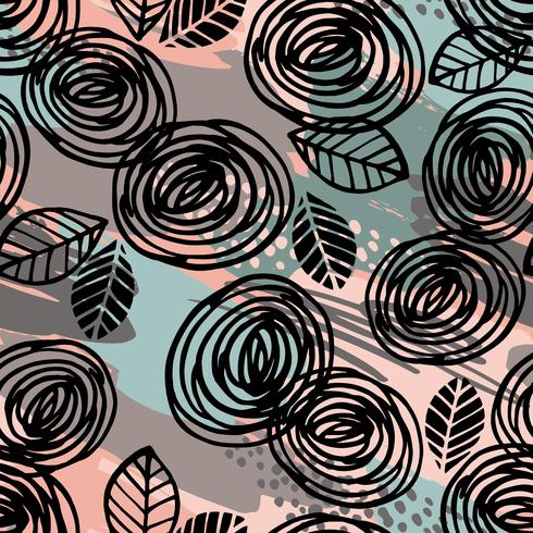 Abstract floral seamless pattern with roses. vector