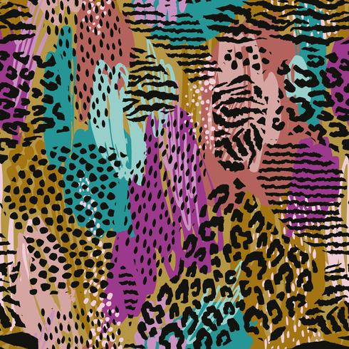 Abstract seamless pattern with animal print. Trendy hand drawn textures. vector