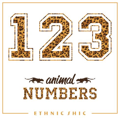 Vector animal numbers for t-shirts, posters, card and other uses.