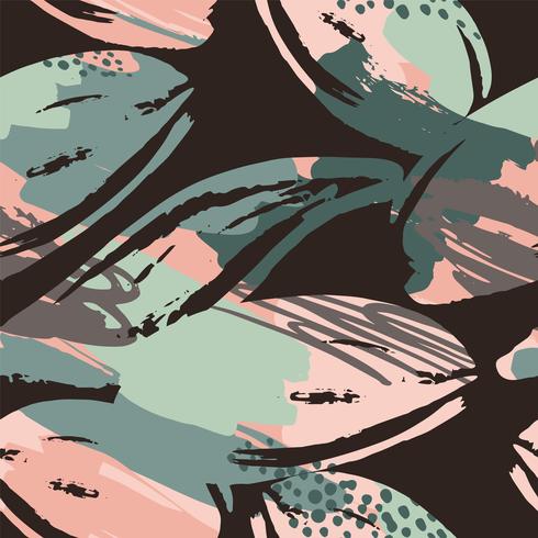 Abstract floral seamless pattern with trendy hand drawn textures. vector